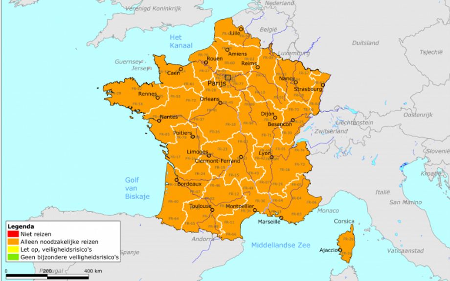 Heel Frankrijk code oranje