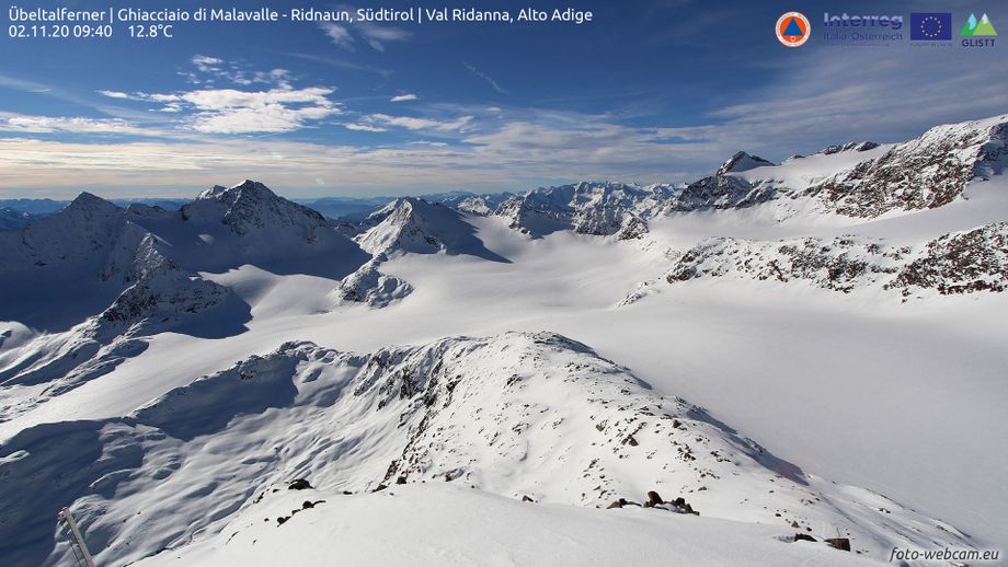 Volop sneeuw in het hooggebergte, hier de Übeltalferner net over de grens bij het Ötztal