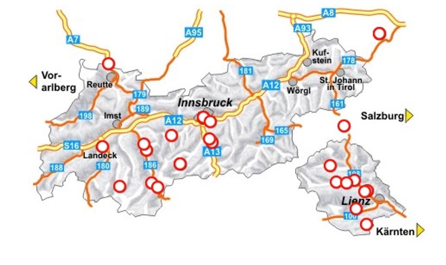Wegafsluitingen Tirol