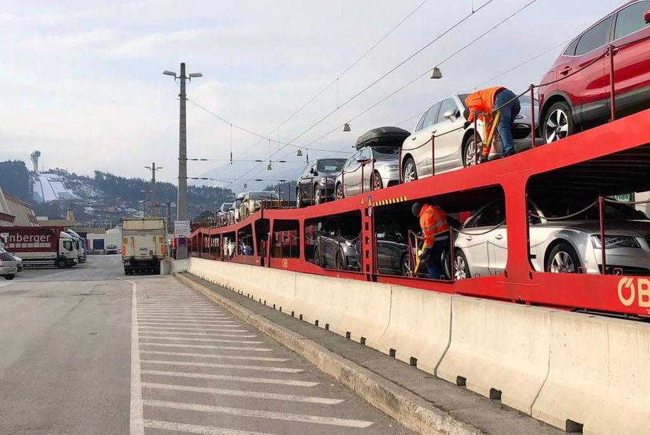 De autotrein in Innsbruck