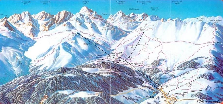 Das Skigebiet von Serfaus in 1971-1972
