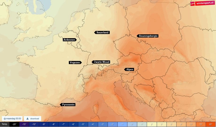 Begin volgende week is het in de Franse Alpen een stuk koeler dan in de Oostenrijkse Alpen