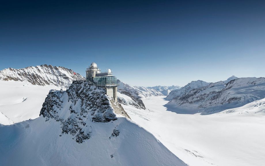 Het Sphinx-observatorium op de Jungfraujoch (© Jungfraubahnen 2019)