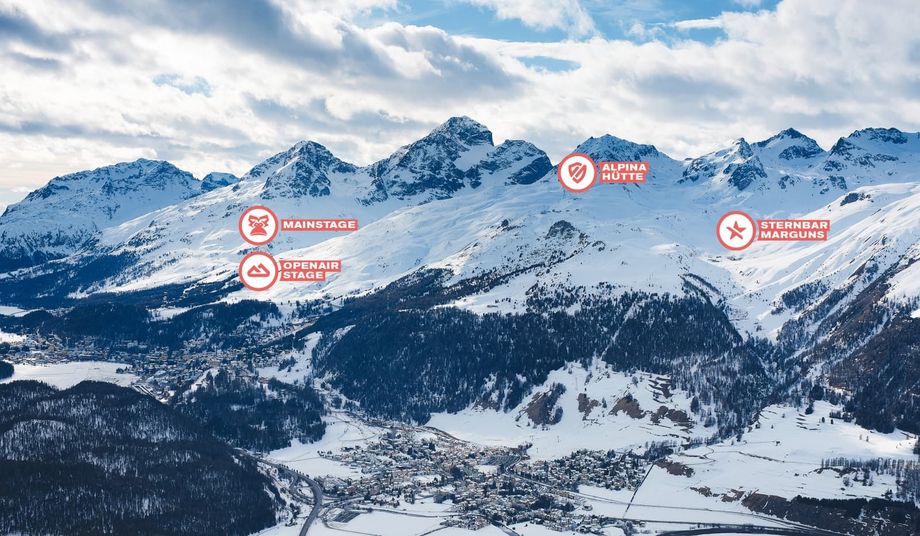 Het SunIce festival vindt plaats in het skigebied van Corviglia, boven Sankt Moritz