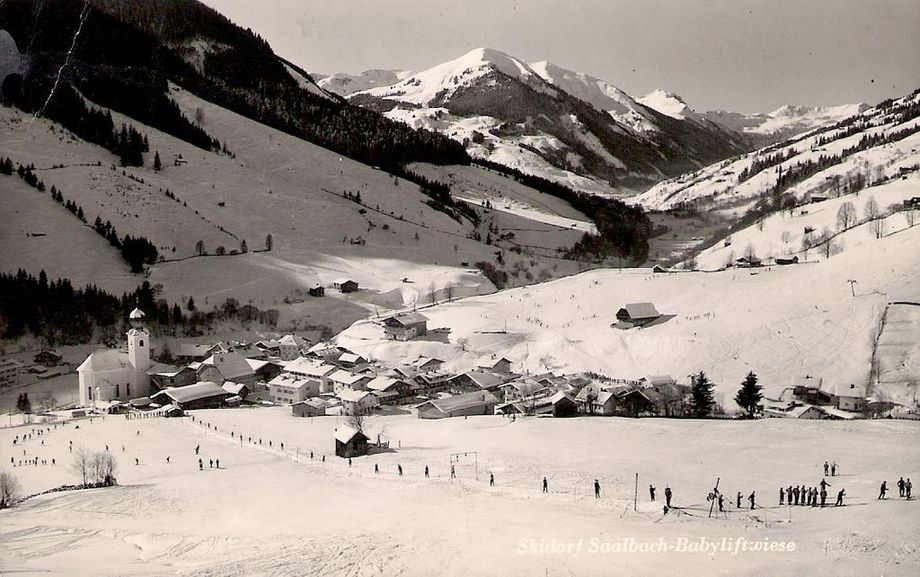Saalbach mit Schlepplift am Kohlmais (1962)