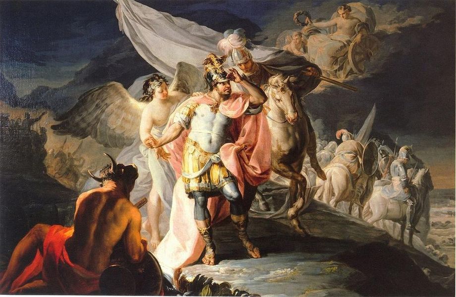 Hannibal blickt von den Alpen aus nach Italien. Ein Gemälde von Francisco de Goya 1777. War das Montgenèvre? 