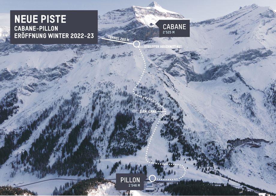 Nieuwe Cabane - Pillon piste in Glacier 3000 (glacier3000.ch)