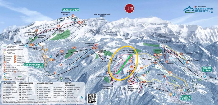 De nieuwe stoeltjeslift midden in het skigebied van Villars - Gryon - Les Diablerets