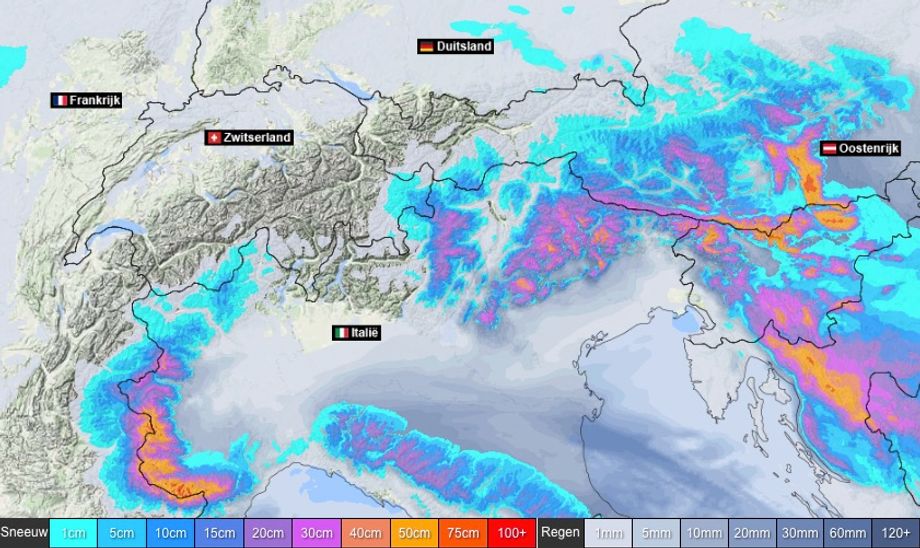 Eind januari viel er zowel in het oosten van Oostenrijk als Noordwest-Italië veel sneeuw