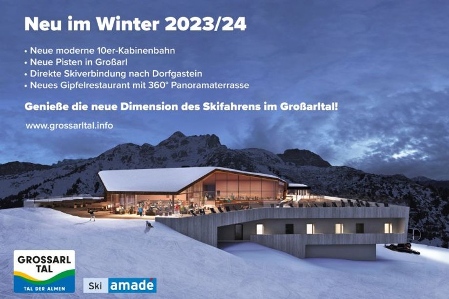 Het nieuwe panoramarestaurant 'Wolke 7' bij het bergstation van de Kieserlbahn (grossarltal.info)