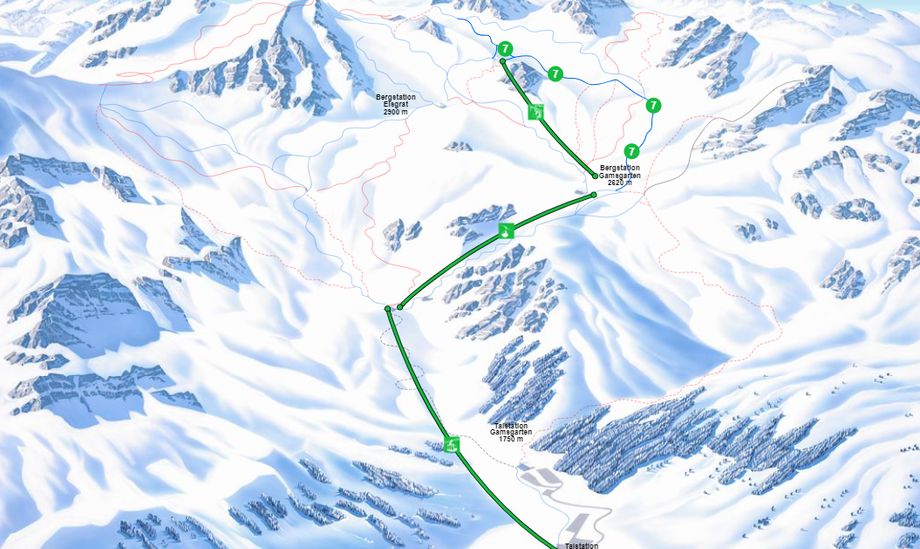 Geopende liften en piste op de Stubaier Gletscher