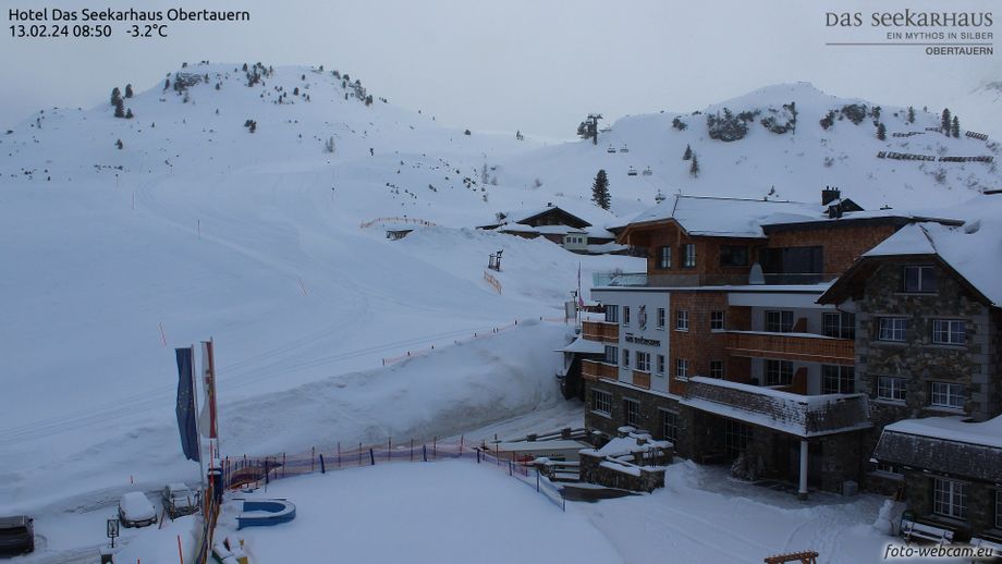 In totaal ongeveer 20 centimeter verse sneeuw in Obertauern (foto-webcam.eu)