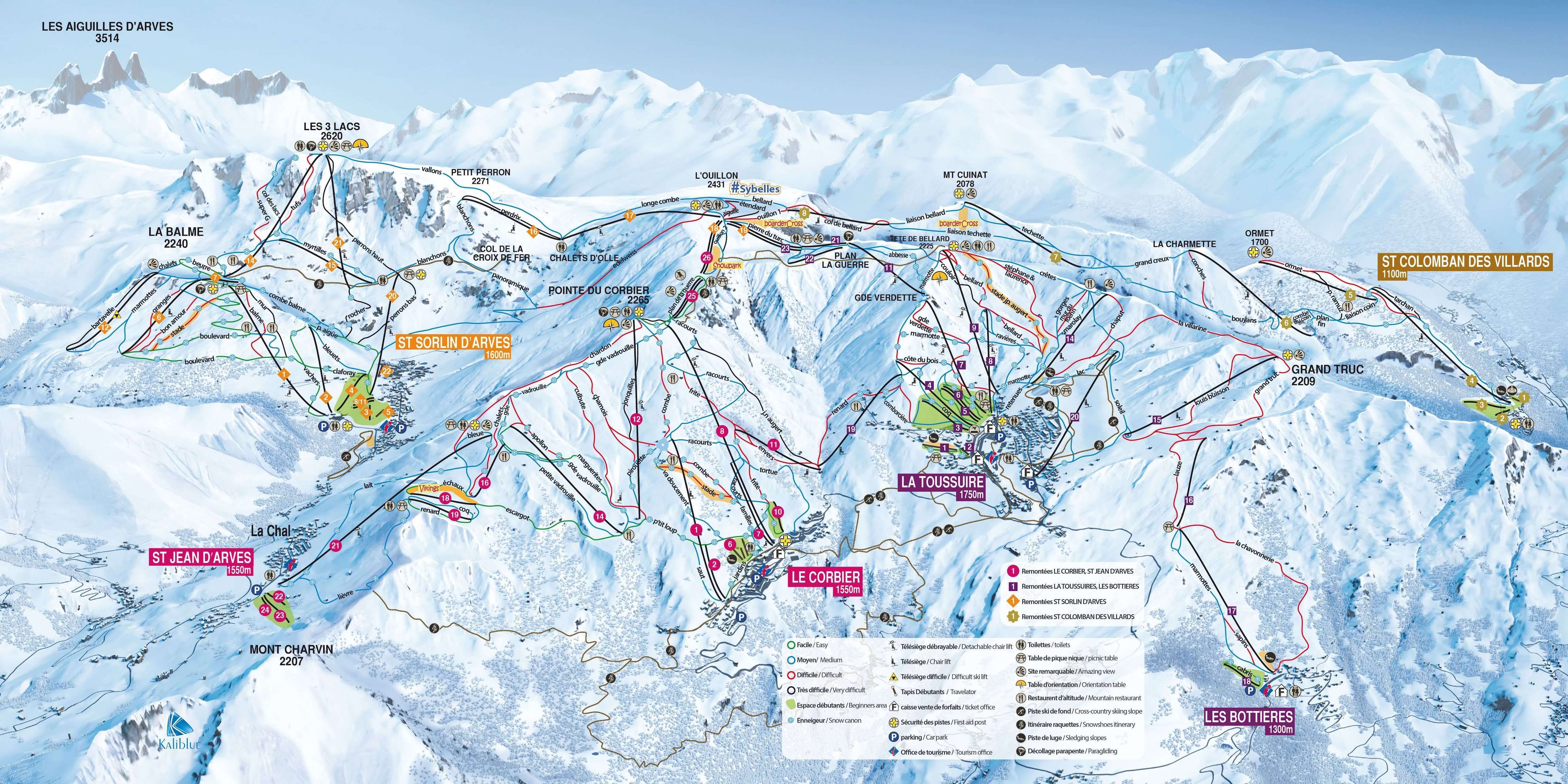 Les Sybelles skigebied met 308km piste Frankrijk