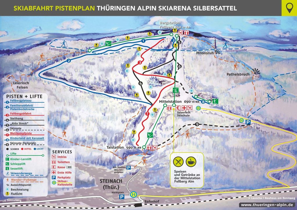 Pistekaart Skiarena Silbersattel Steinach