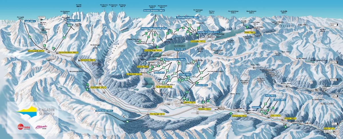 Sankt Moritz - skigebied met 325km piste in Zwitserland