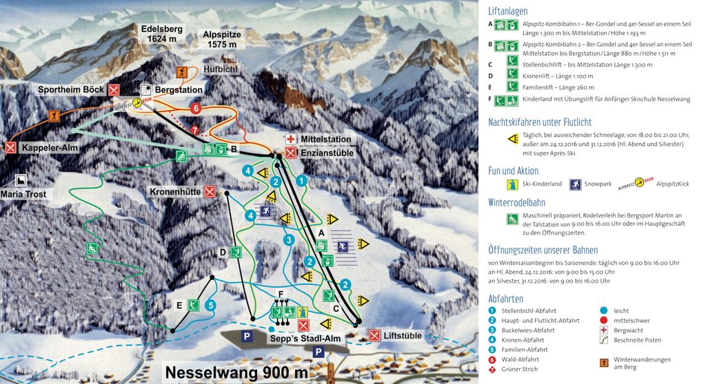 Pistekaart Alpspitz - Nesselwang