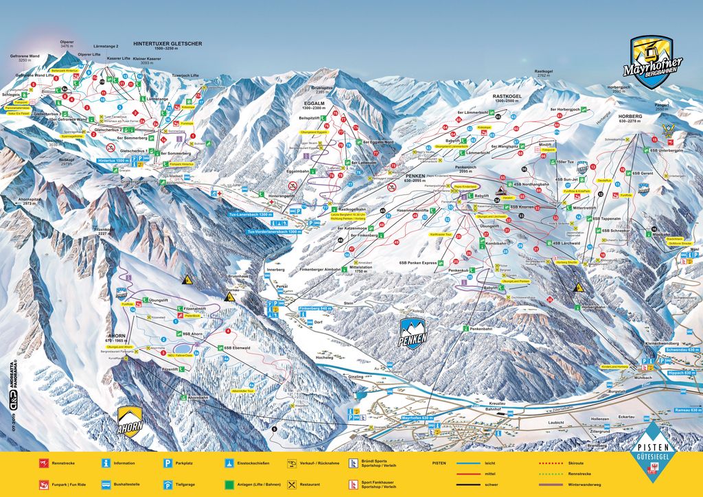 Pistenkarten Mayrhofen Skiort Mit 142km Pisten In Österreich