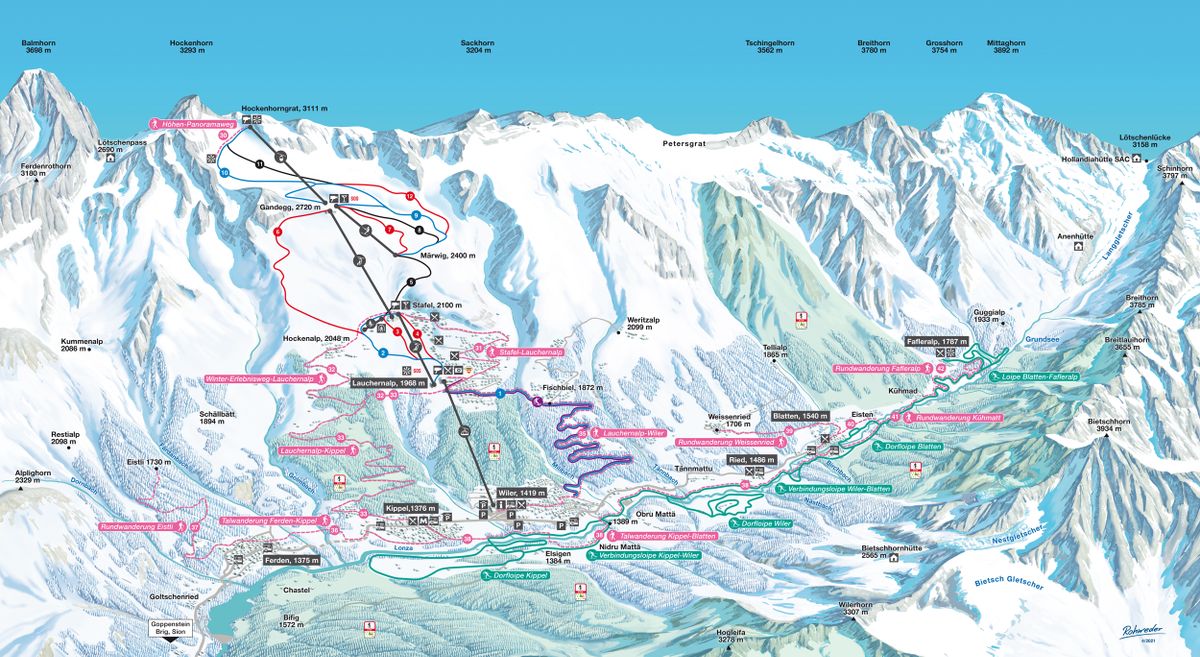 Lauchernalp - Lötschental - Skigebiet mit 40km Piste in Schweiz