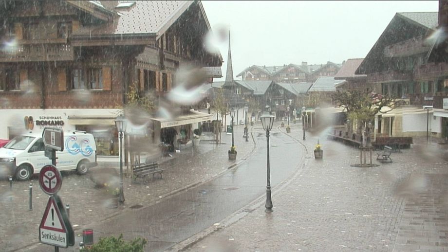 Zelfs in Gstaad op 1050m sneeuwde het vanochtend
