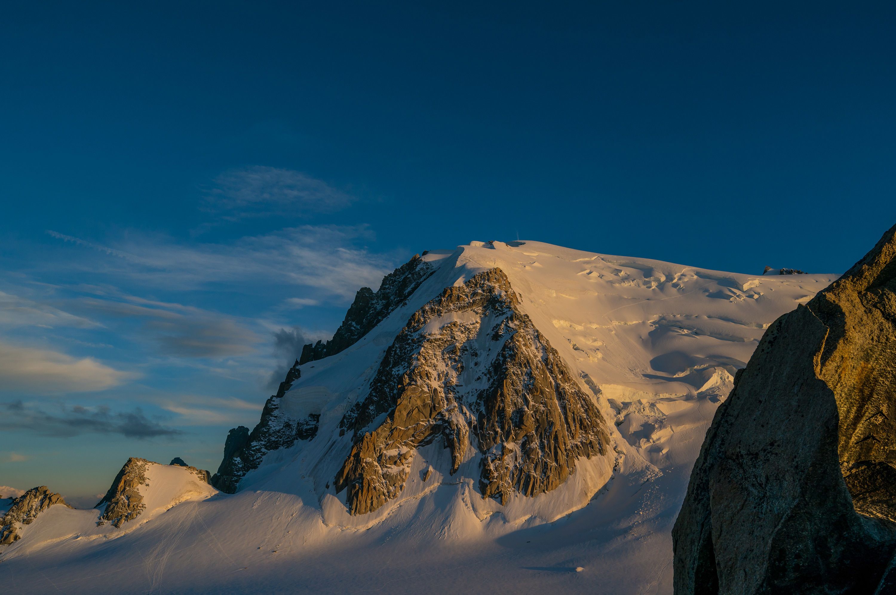 De Mont Blanc du Tacul, deze gletsjer wordt steiler en steiler
