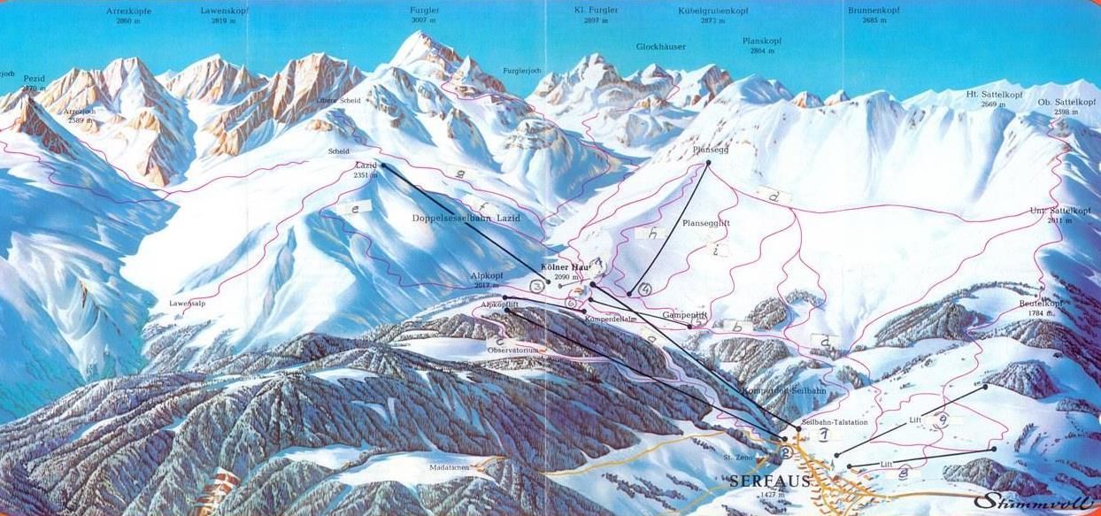 Het skigebied van Serfaus in 1971-1972