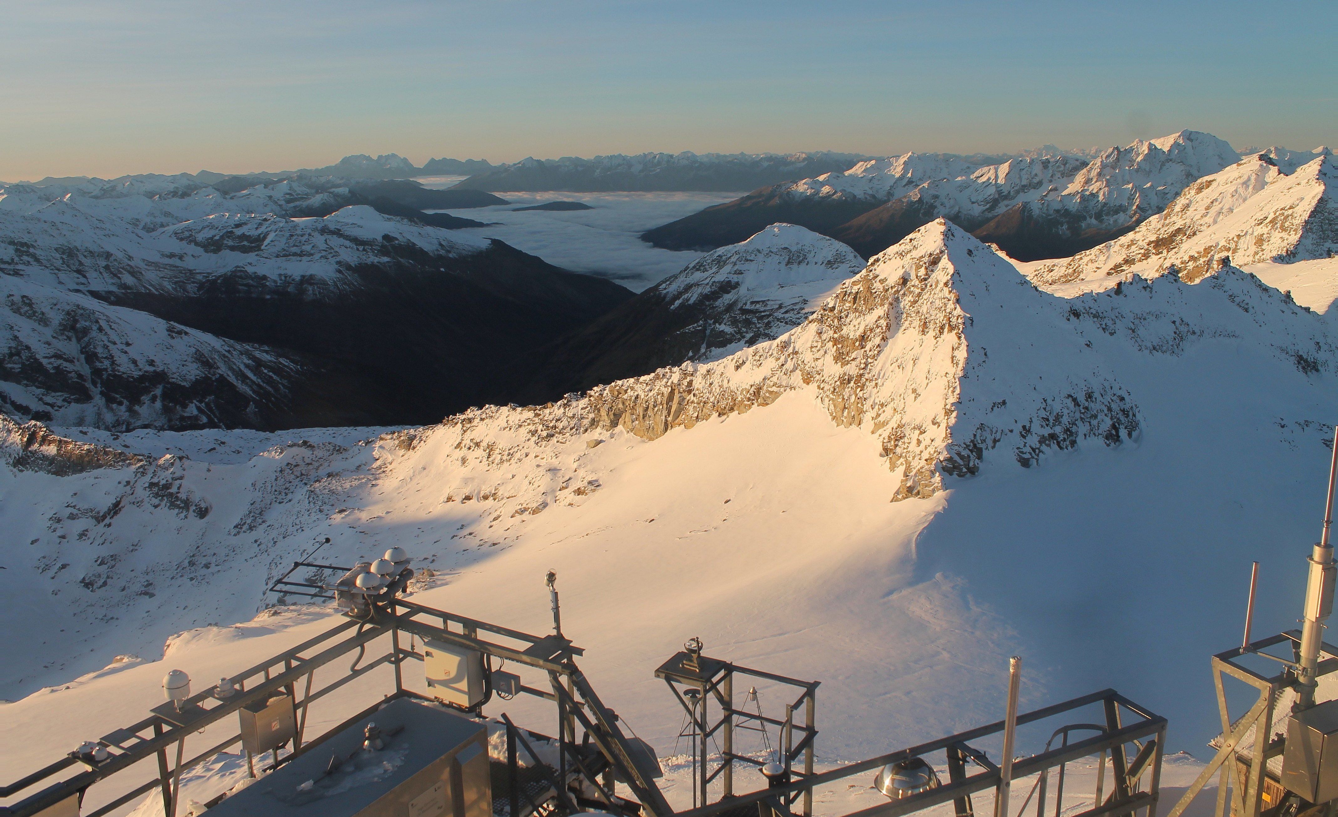 Op de Hoher Sonnblick (3106m) in Oostenrijk wordt het begin volgende week ijzig koud