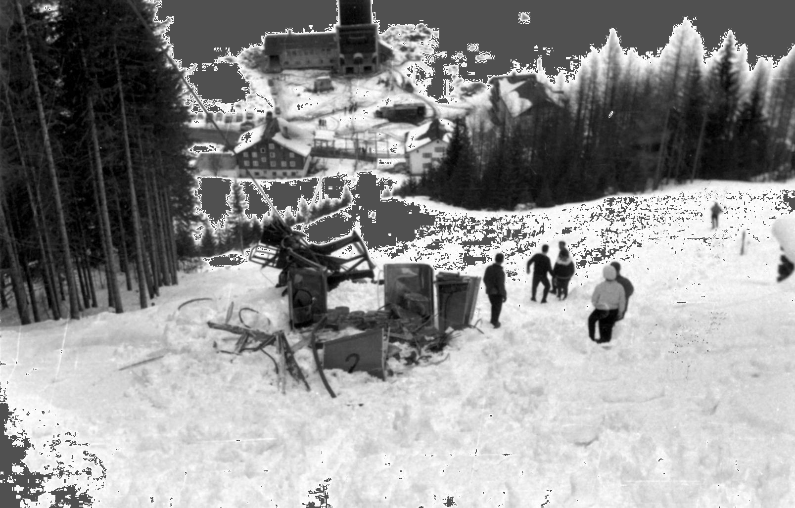 Het ongeluk met de Silvrettabahn op 16 maart 1963 (© Silvrettaseilbahn AG)