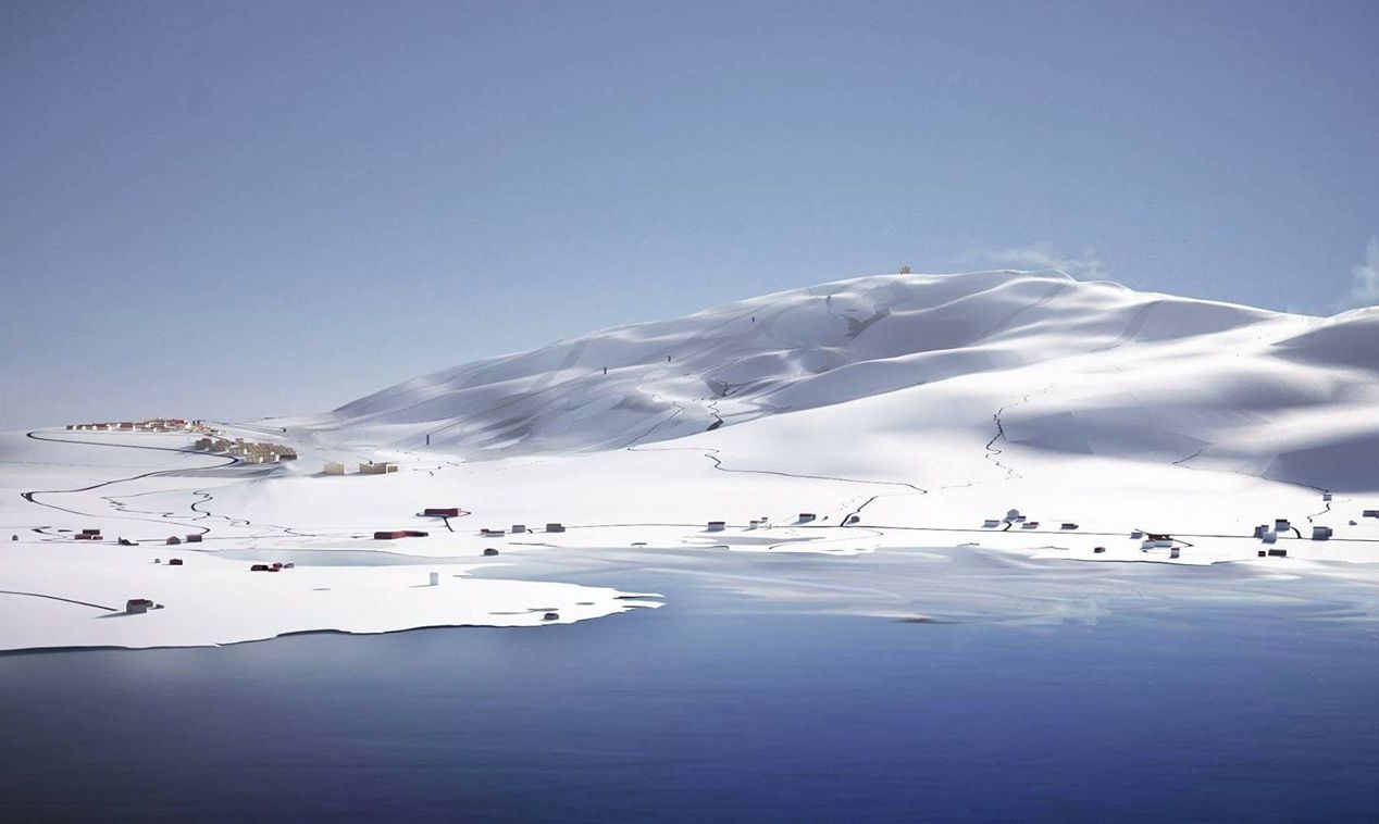 Het geplande nieuwe skigebied (bron: FB Arctic Center)