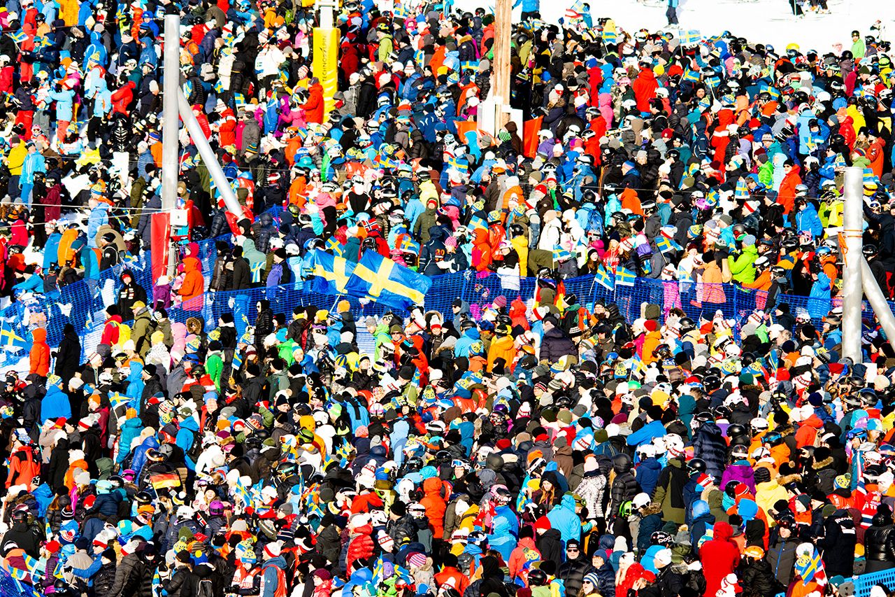 Veel publiek bij de WK slalom finale in Are