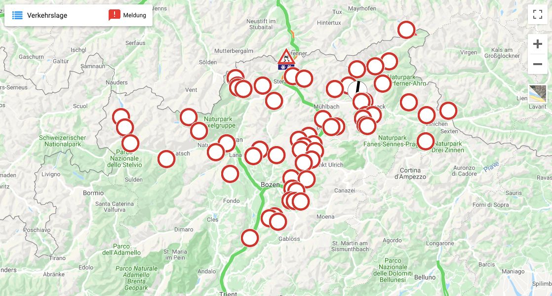 Talloze wegen zijn afgesloten in Südtirol