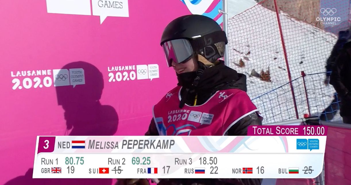 Melissa Peperkamp pakt brons op Big Air YOG 2020. Bron: Olympic Channel